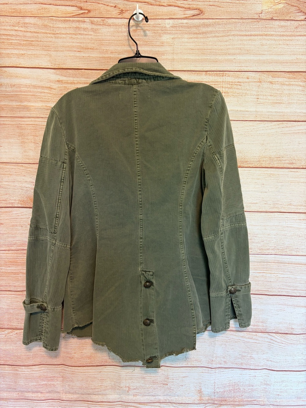 Free People Olive Green Utility Jacket with Flap Pockets Size Md - Picture 2 of 3